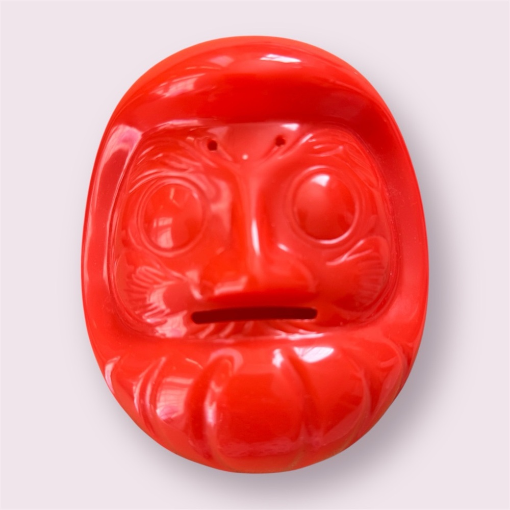 Red Daruma Plastic Piggy Bank/Container